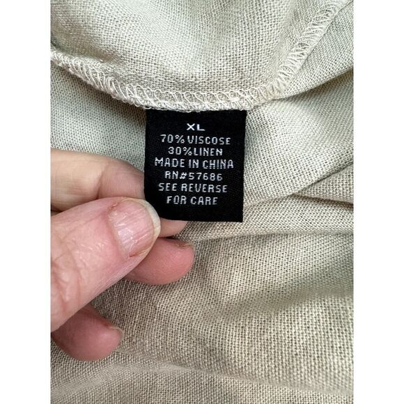 New Look Linen Blend Strappy Midi Dress Neutral Beige Buttons - Size XL - Picture 10 of 11